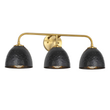 Golden 6950-BA3 MBS-BLK - Golden Lighting Shepard 3-light Vanity in Modern Brass and Matte Black shade